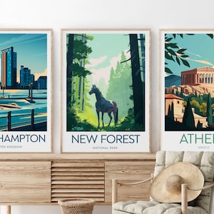 New Forest travel print - National Park, New Forest artwork, Travel posters, Wedding gift, Custom Text, Personalised Gift