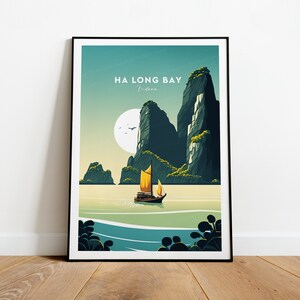 Ha Long Bay traditional travel print - Vietnam, Ha Long Bay, Vietnam print, Vietnam poster, Hanoi, wedding gift