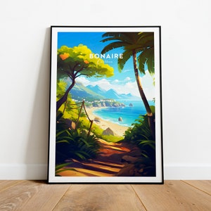 Bonaire travel print - Caribbean, Custom Text, Personalised Gift