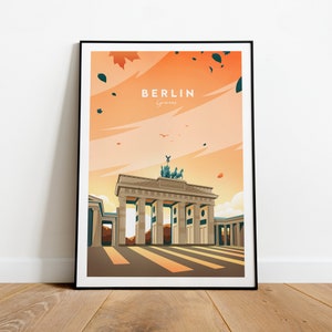 Berlin evening traditional travel print - Germany, Custom Text, Personalised Gift