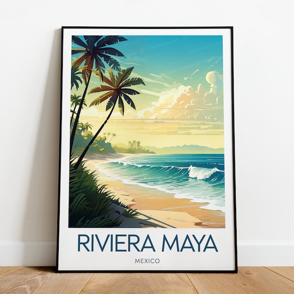 Riviera Maya travel print - Mexico, Mexico poster, Riviera Maya artwork, Beach Mexico City poster, Wedding gift, Birthday present