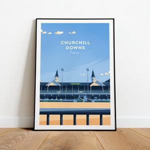 Churchill Downs traditional racing print - Kentucky - Churchill Downs poster, Churchill Downs print, Custom Text, Personalised Gift