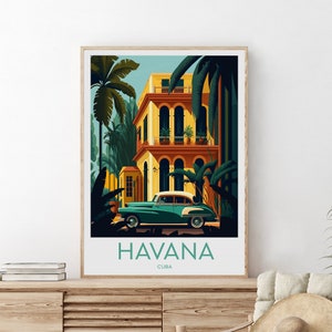 Havana travel print- Cuba, Havana travel poster, Havana artwork, Wedding gift, Custom Text, Personalised Gift