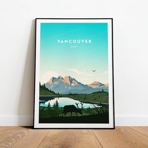 Vancouver Island traditional travel print, Custom Text, Personalised Gift