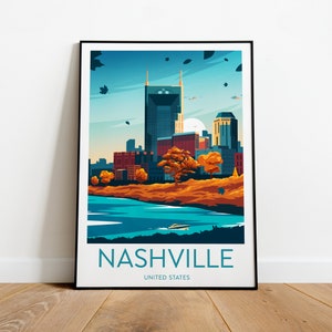 Nashville travel print - United States, Nashville poster, Tennessee poster, Wedding gift, Birthday present, Custom Text, Personalised Gift