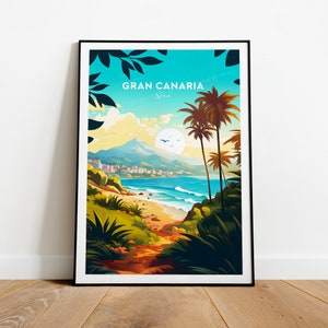 Gran Canaria traditional travel print - Spain, Gran Canaria print, Gran Canaria poster, Wedding gift, Birthday present, Custom Text