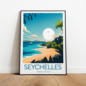 Impresión de viaje de Seychelles - Océano Índico, Cartel de Seychelles, Las Seychelles, Playa d'Argent, Regalo de boda, Regalo de cumpleaños