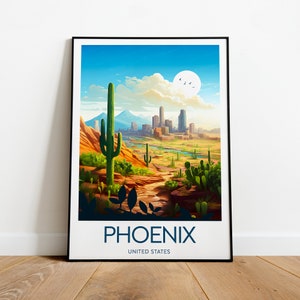 Phoenix travel print - United States, Custom text, Arizona poster, Arizona print, Wedding gift, birthday present
