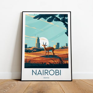 Nairobi travel print - Kenya, Nairobi Poster,  Kenya artwork, Wedding gift, Birthday, Custom Text, Personalised Gift