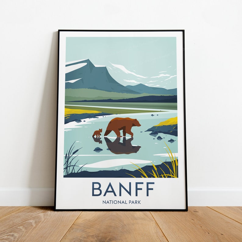 Banff travel print Canada, Banff print, Banff poster, Canada print, Canada poster, travel artwork, wedding gift image 1