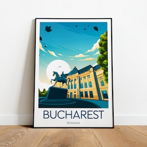 Impression de voyage Bucarest - Roumanie, affiche Bucarest, impression Roumanie, cadeau de mariage, texte personnalisé, cadeau personnalisé