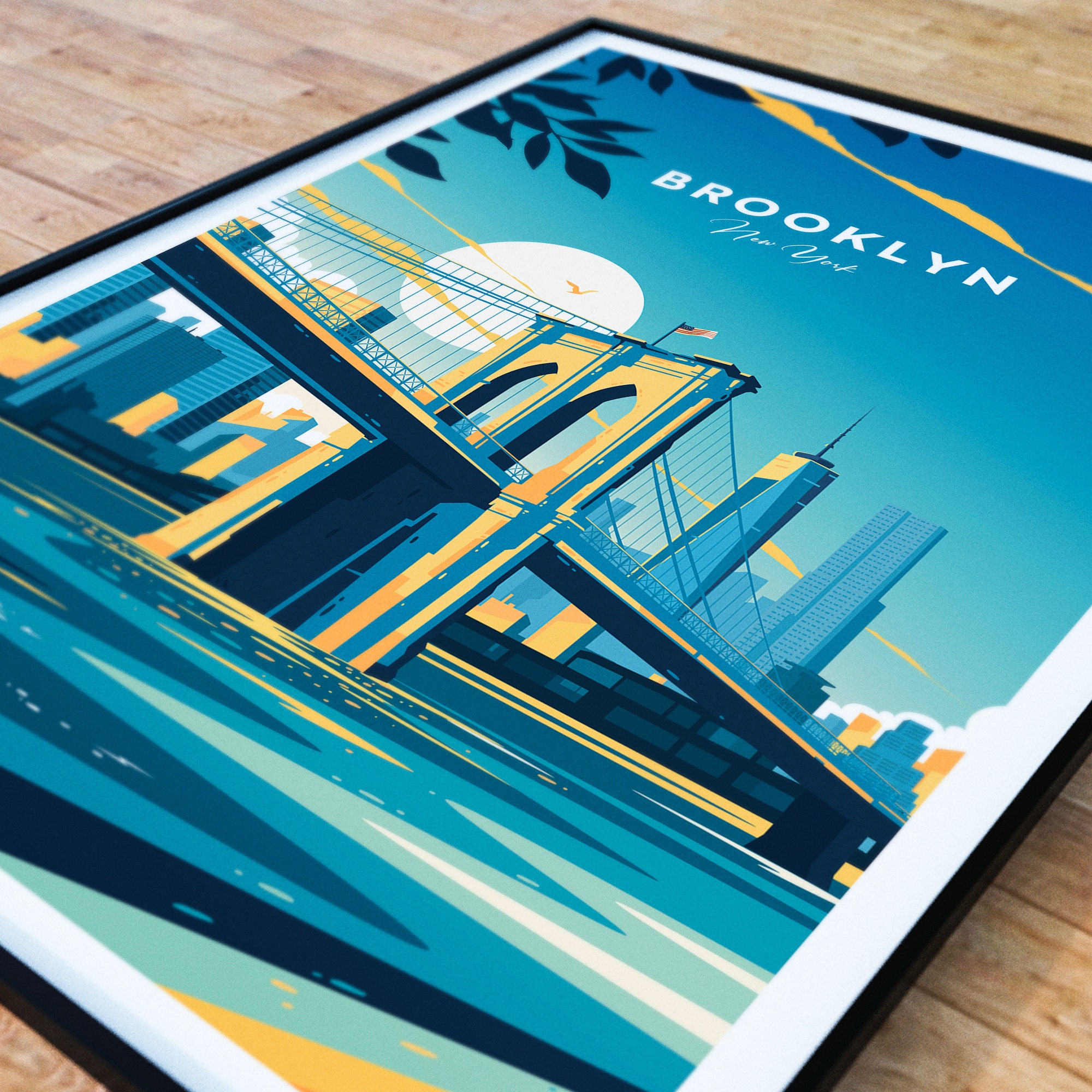 Discover Brooklyn traditional travel print - New York, Brooklyn Bridge, New York poster, Wedding gifts