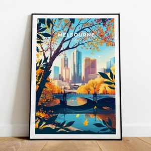 Melbourne traditional travel print - Australia, Melbourne print, Melbourne poster, Wedding gift, Birthday present, NickStudios