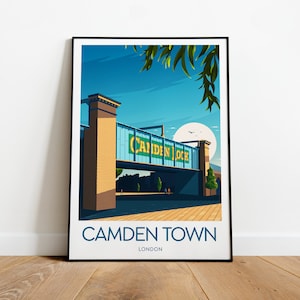 Camden Town travel print - London, Camden Town poster, Camden Lock Market, Wedding gift, Birthday present, Custom Text, Personalised Gift
