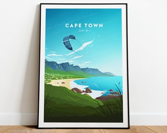 Cape Town traditional travel print - South Africa, Cape town print, Cape Town poster, South Africa, Wedding gift, Birthday