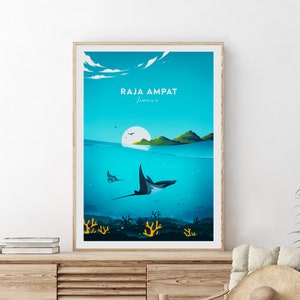 Raja Ampat travel print - Indonesia, Raja Ampat poster, Wedding gift, Birthday poster, Custom Text, Personalised Gift