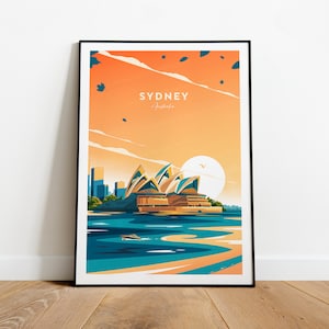 Sydney traditional travel print - Australia, Sydney print, Sydney poster, Australia print, Wedding gift, Birthday present