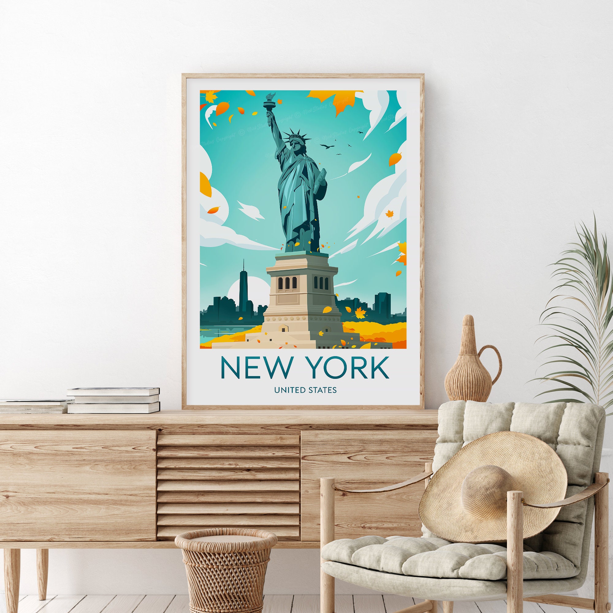 Discover New York City travel print - United States, Statue of Liberty, New York poster, Wedding gifts