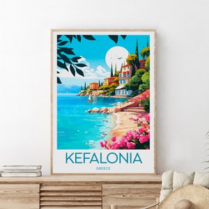 Kefalonia travel print - Greece, Kefalonia poster, Cephalonia poster, Birthday present, Wedding gift, Custom Text, Personalised Gift