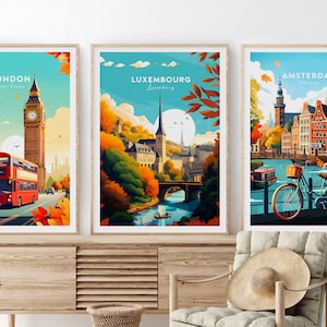 Impresión de viaje tradicional de Luxemburgo - Luxemburgo, cartel de Luxemburgo, impresión de Luxemburgo, regalo de boda, regalo de cumpleaños, texto personalizado