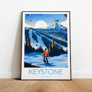 Keystone ski print - Colorado, Ski poster, Wedding gift, Birthday present, Custom Text, Personalised Gift