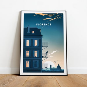 Florence traditional travel print - Italy, Custom Text, Personalised Gift