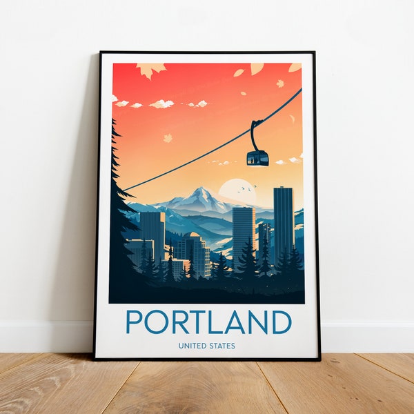 Portland travel print - United States, Portland  Oregon, Birthday present, Wedding gift , Christmas present, Custom Text, Personalised Gift