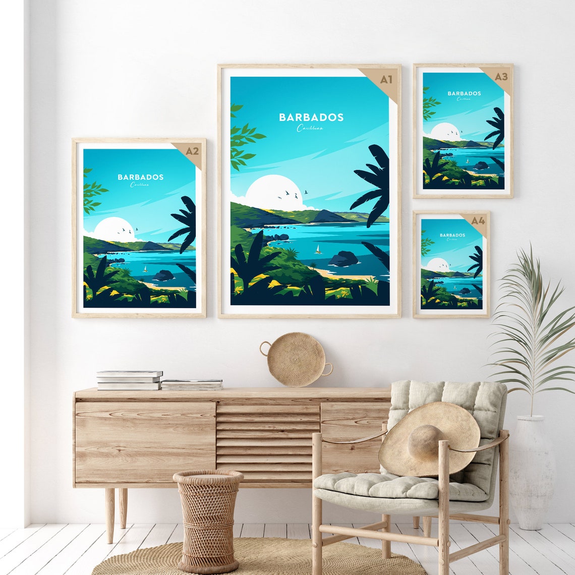 Barbados traditional travel print Caribbean Etsy