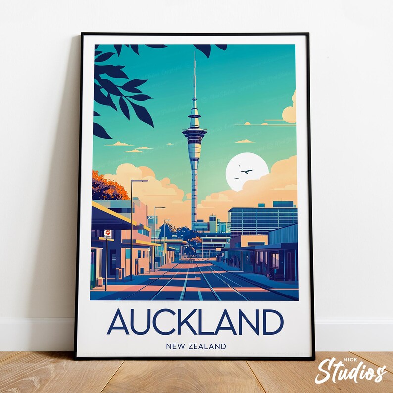 Auckland Travel Print New Zealand, Auckland Poster, Auckland Artwork