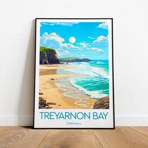 Treyarnon Bay travel print - Cornwall, Treyarnon bay print, Cornwall artwork, Wedding gift, Birthday present