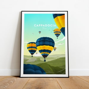 Cappadocia traditional travel print - Turkey - Hot air balloon festival, Cappadocia poster, wedding gift, Custom Text, Personalised Gift