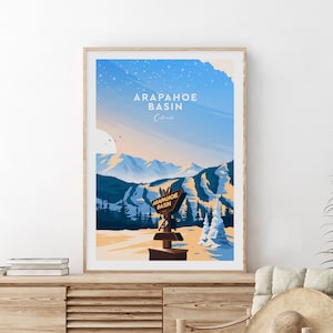 Arapahoe Basin traditional ski print - Colorado, Arapahoe Basin poster, Wedding gift, Birthday present, Custom Text, Personalised Gift