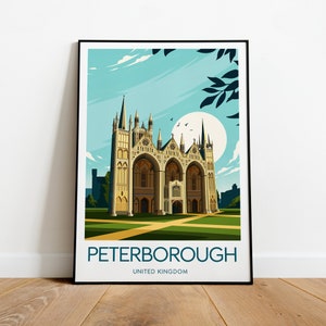 Peterborough travel print - United Kingdom, Peterborough poster, Wedding gift, Birthday present, Custom Text, Personalised Gift
