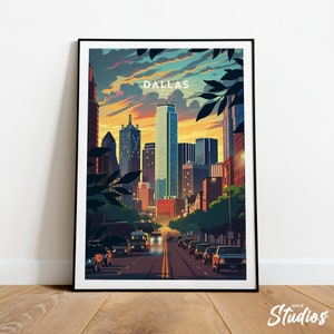 Dallas traditional travel print - Texas, Dallas poster, Dallas Texas travel print , Birthday Present, Wedding Gift, Custom Text