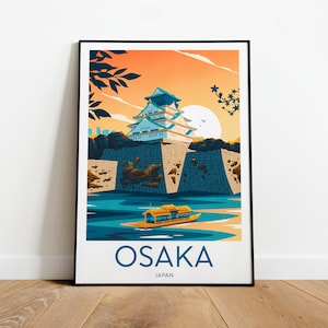 Osaka sunset travel print - Japan, Osaka poster, Osaka print, Japan poster, Wedding gift, Birthday present, Custom Text, Personalised Gift
