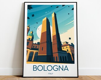 Bologna travel print - Italy, Bologna poster, Bologna artwork, Travel art, Wedding gift, Birthday present, Custom Text, Personalised Gift