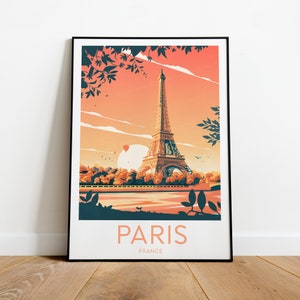 Paris sunset travel print - Eiffel Tower, Paris poster, Eiffel tower print, Wedding gift, Custom Text, Personalised Gift