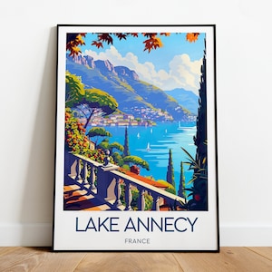 Lake Annecy travel print - France, Annecy poster, Annecy print, Annecy art, Wedding gift, Custom Text, Personalised Gift