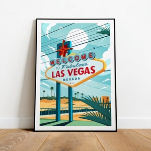Las Vegas traditional travel print - Nevada, Custom Text, Personalised Gift