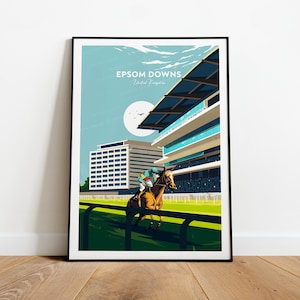 Epsom Downs Racecourse print - United Kingdom, Epsom Downs poster, Custom Text, Personalised Gift