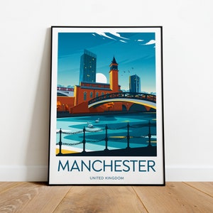 Manchester travel print - United Kingdom, Manchester poster, Manchester print, Gift, Custom Text, Personalised Gift