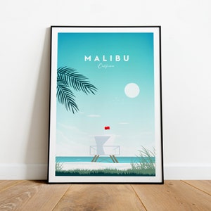 « Impression de voyage traditionnelle de Malibu - Californie, impression de Malibu, affiche de Malibu, impression de Californie, affiche de Californie » par NickStudios