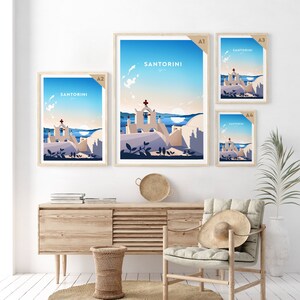 Santorini traditional travel print Greece, Custom Text, Personalised Gift image 3