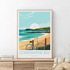 Constantine Bay travel print - Cornwall, Constantine Bay print, Cornwall artwork, Wedding gift, Birthday present