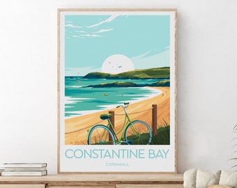 Constantine Bay travel print - Cornwall, Constantine Bay print, Cornwall artwork, Wedding gift, Birthday present