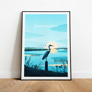 Everglades traditional travel print - National Park, Custom Text, Personalised Gift