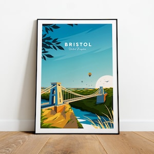 Bristol traditional travel print - United Kingdom, Custom Text, Personalised Gift