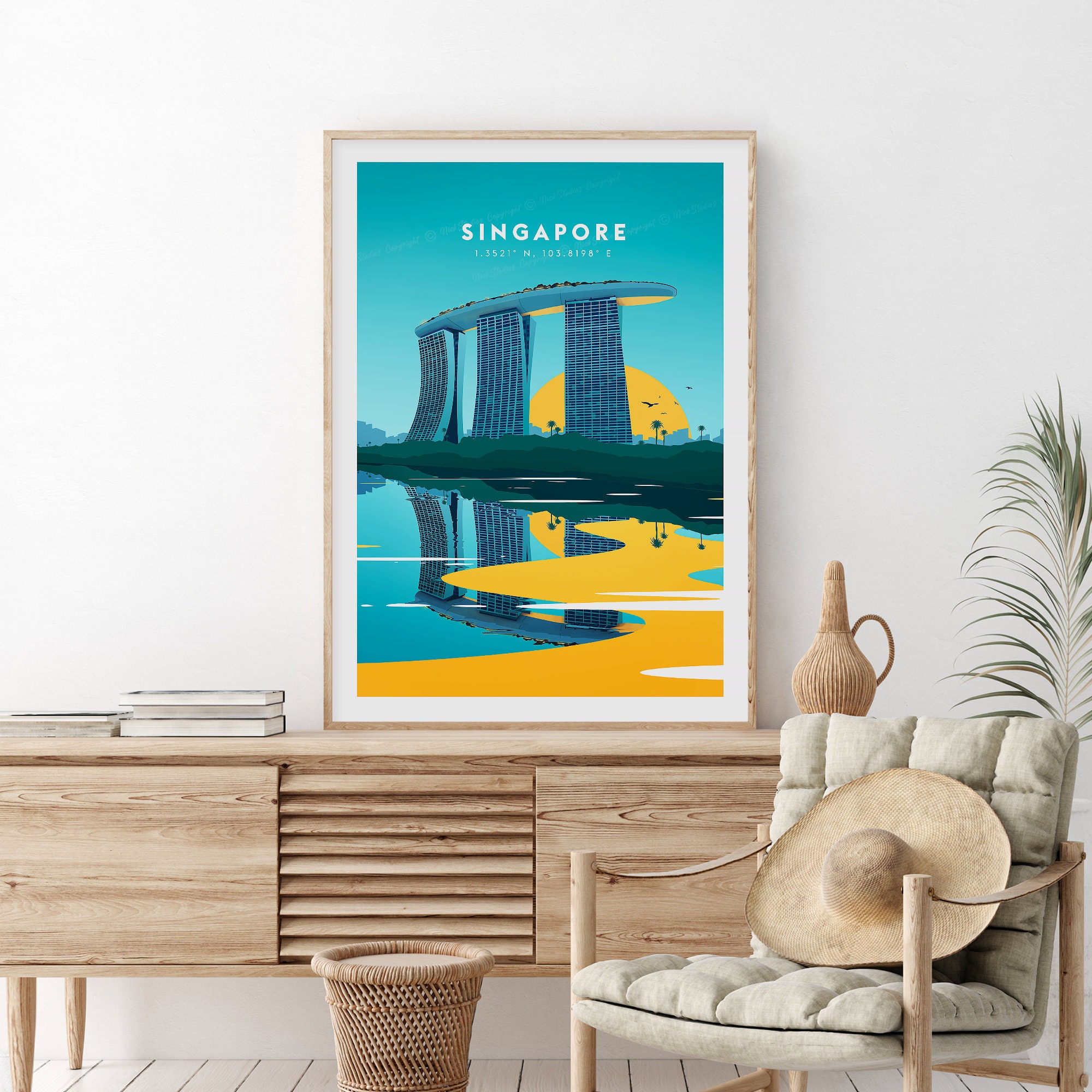 Singapore Traditional Travel Print Singapore Poster Etsy