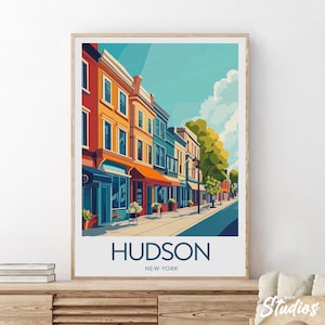 Hudson travel print - New York, Hudson Columbia County Illustration, Hudson print,Hudson poster, Hudson art, Wedding gift, Custom Text