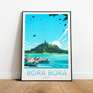 Bora Bora travel print - Tahiti, Custom Text, Personalised Gift